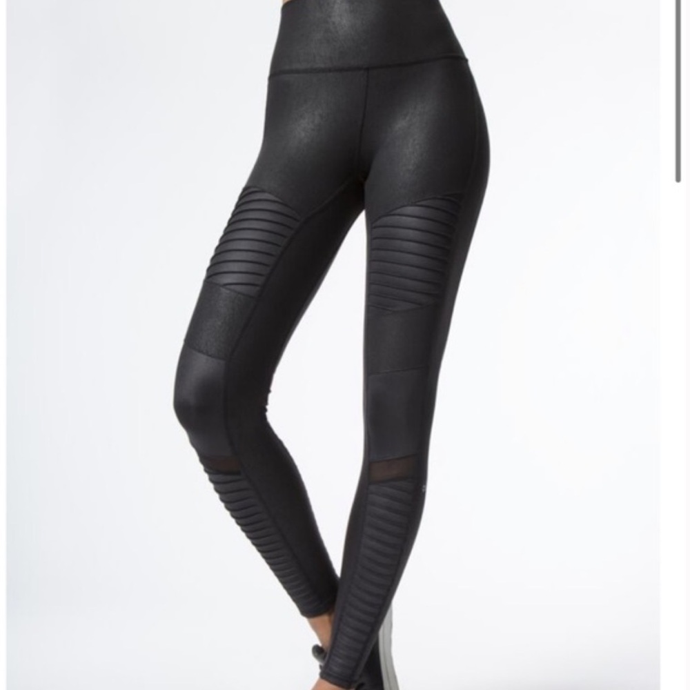 ALO High Waisted Black Moto faux leather Leggings